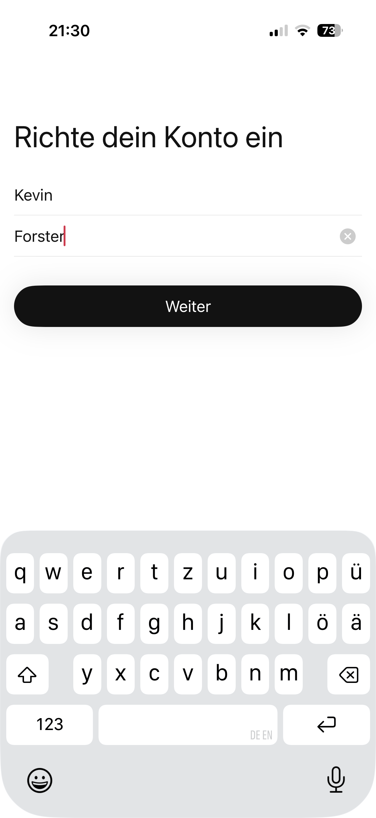 Name eingeben