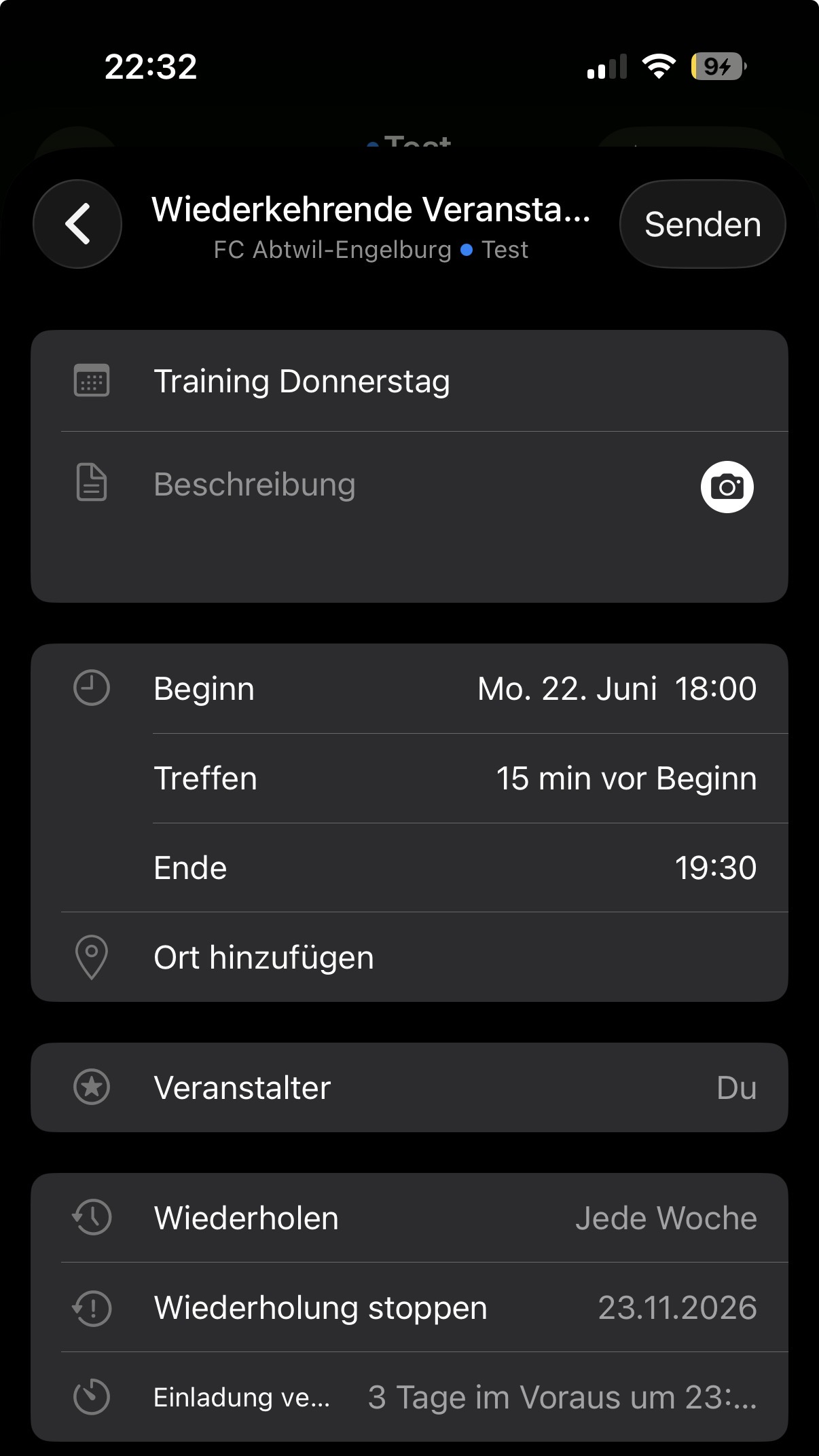 Zeiten einstellen