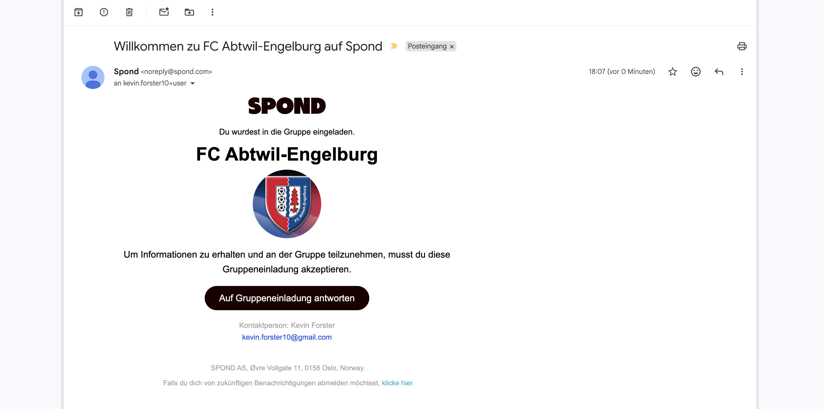 Schritt 1: Email Einladung
